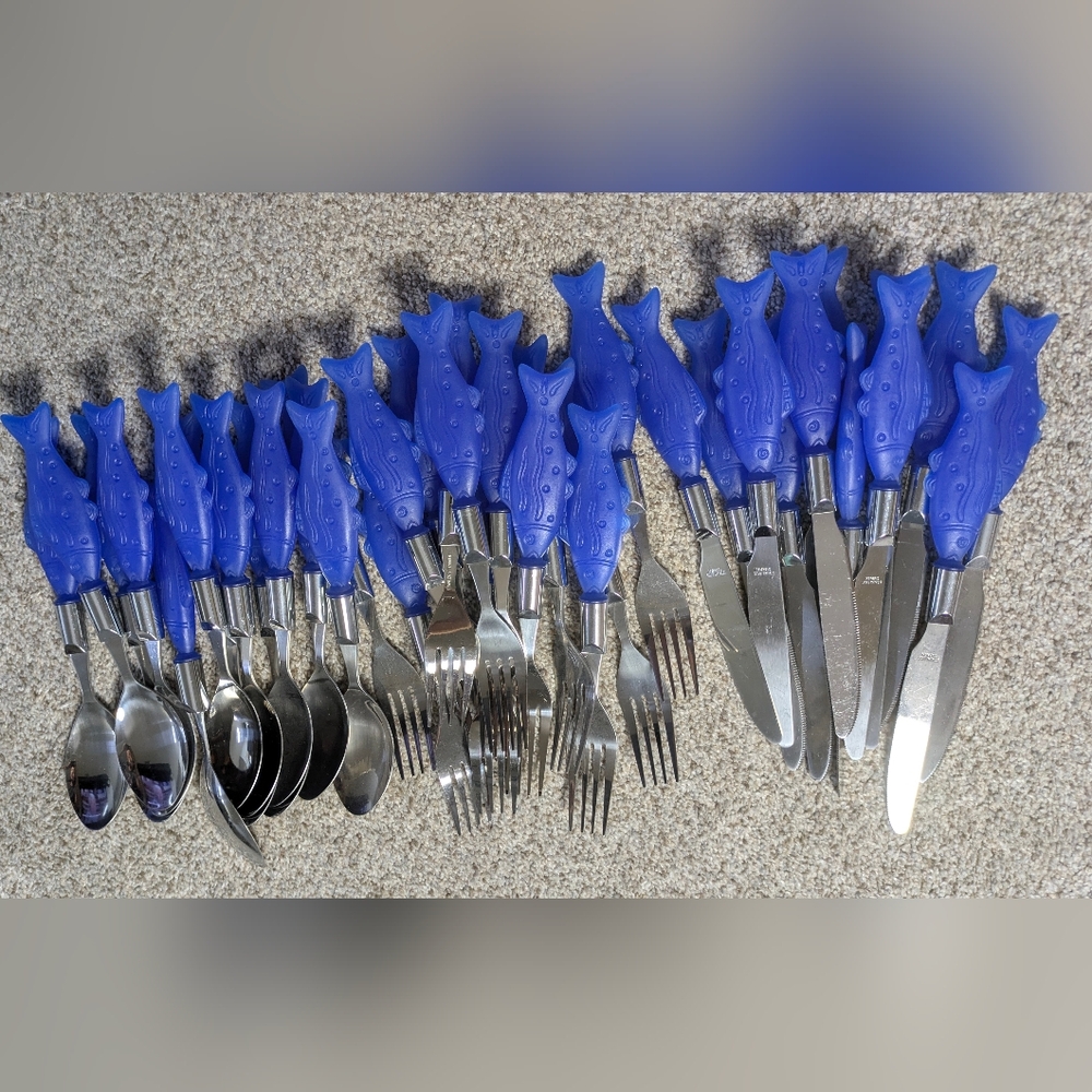 Ocean Blue Fish Handle Flatware Set
